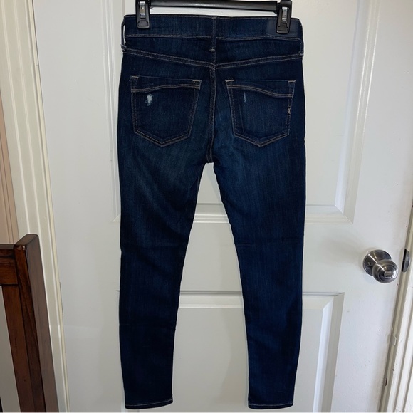 Express Dark Wash Ripped Mid Rise Legging - Picture 4 of 7